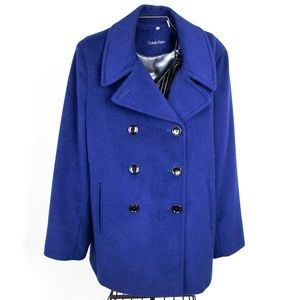 😎Calvin Klein Blue Wool/Cashmere Pea Coat